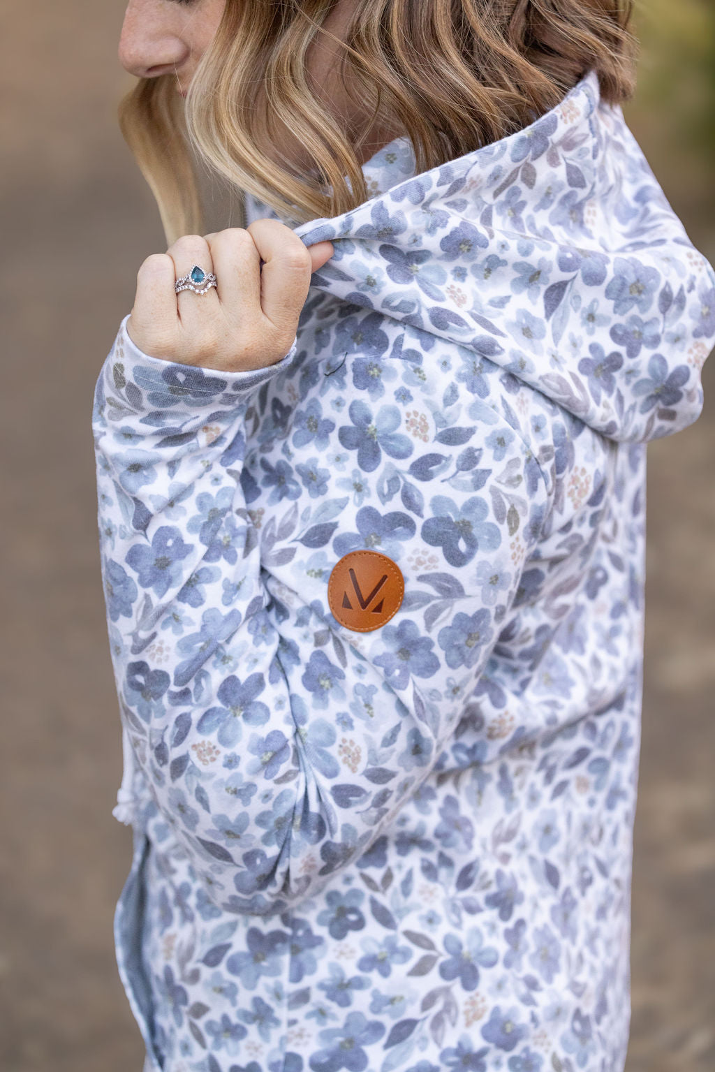 Michelle Mae HalfZip Hoodie - Blue Floral