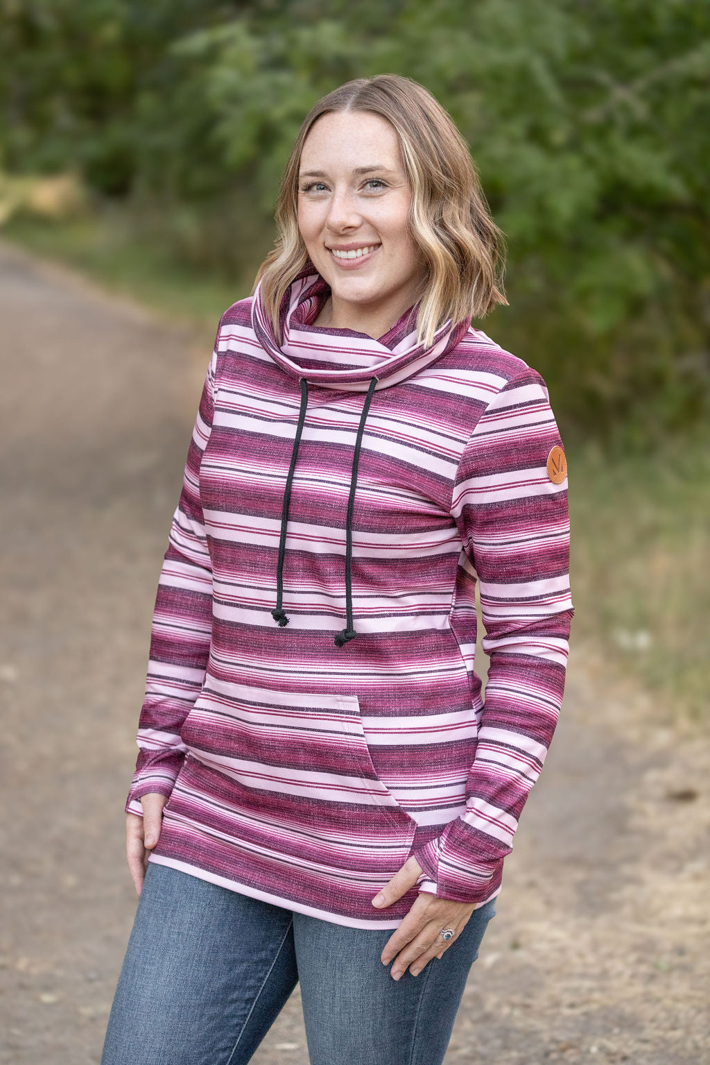 Michelle Mae Soft Funnel Neck - Berry Serape