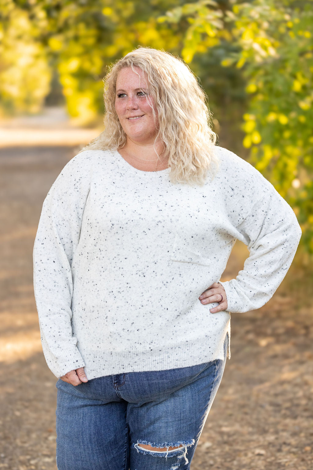 Michelle Mae Confetti Sweater - White