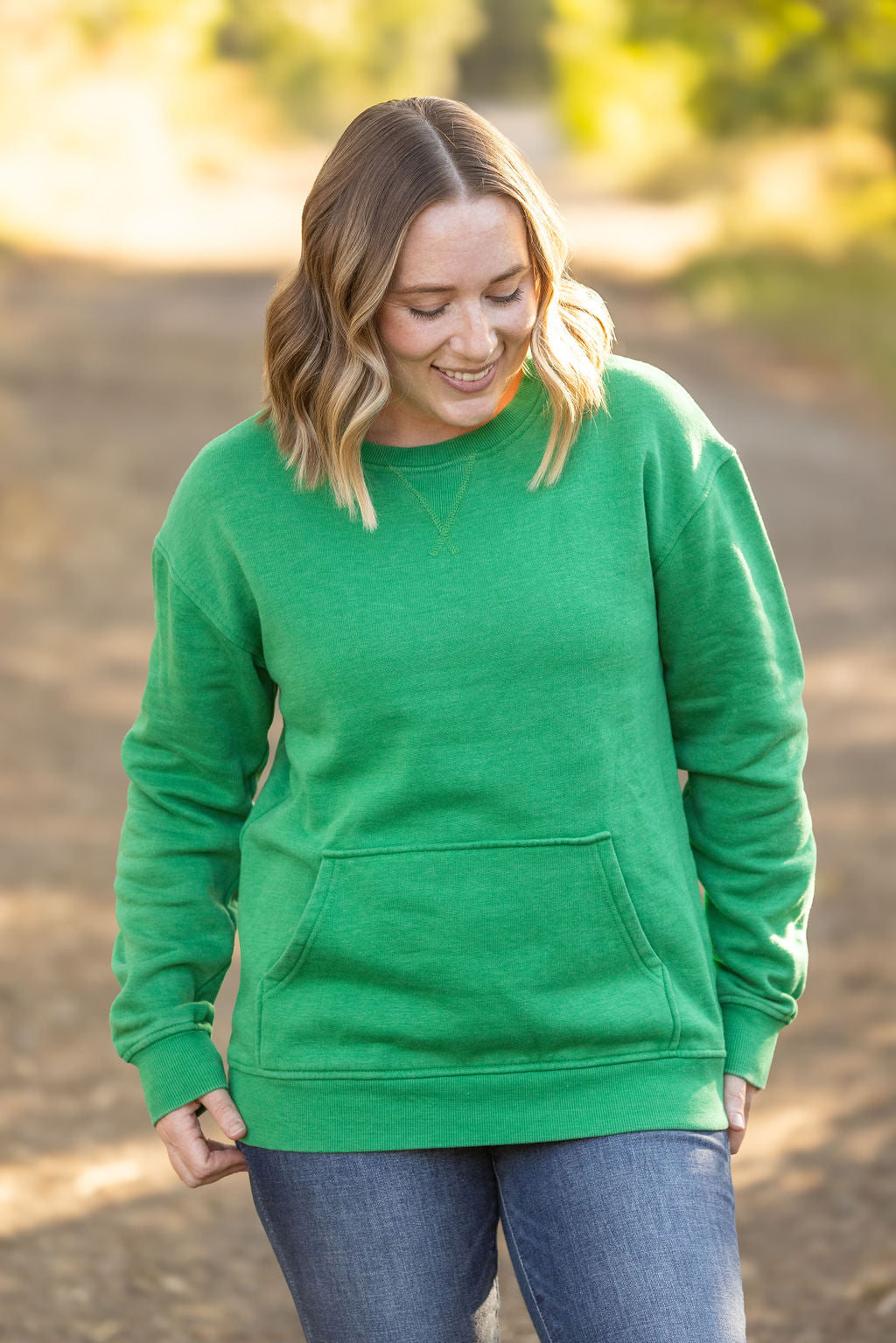 Michelle Mae Vintage Wash Pocket Pullover - Green