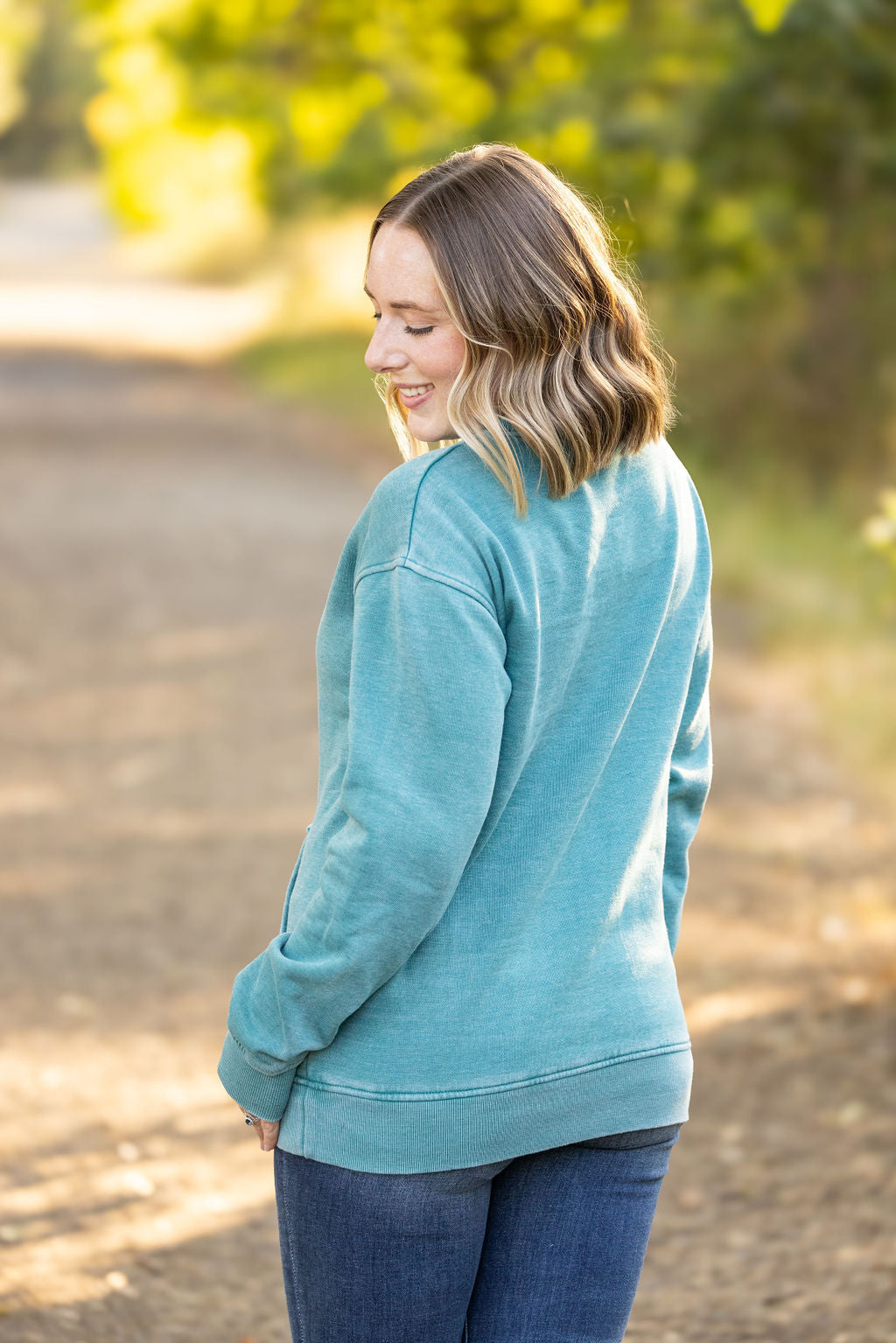 Michelle Mae Vintage Wash Pocket Pullover - Teal