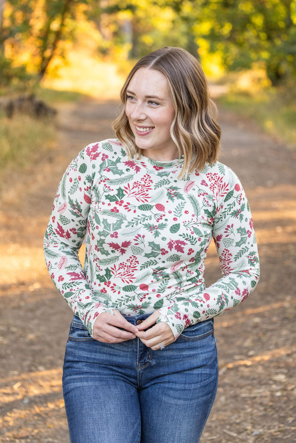 Michelle Mae Blair Long Sleeve Top - Holiday Berry