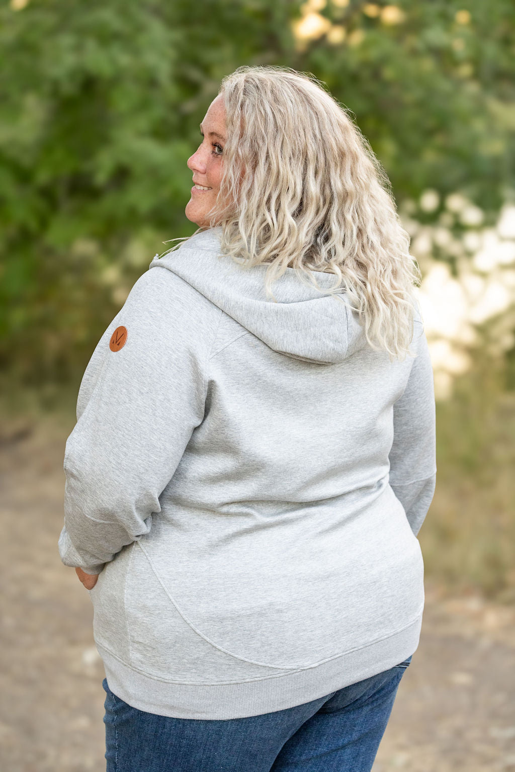 Michelle Mae Scuba HalfZip Hoodie - Light Grey