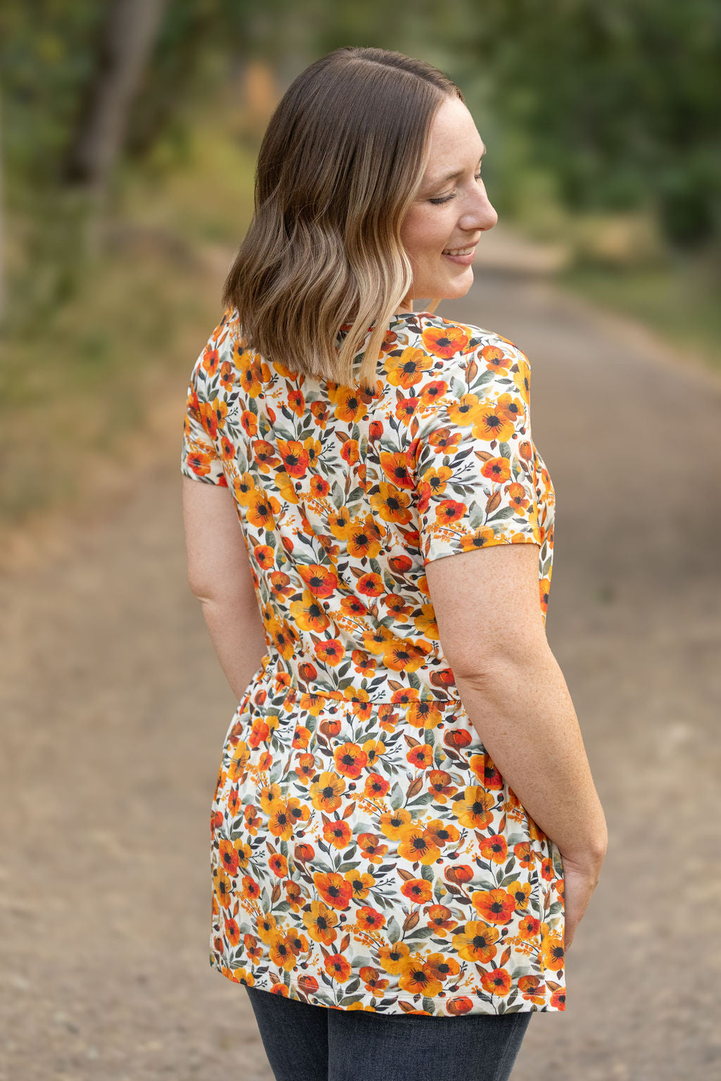 Michelle Mae Sarah Ruffle Short Sleeve - Fall Floral