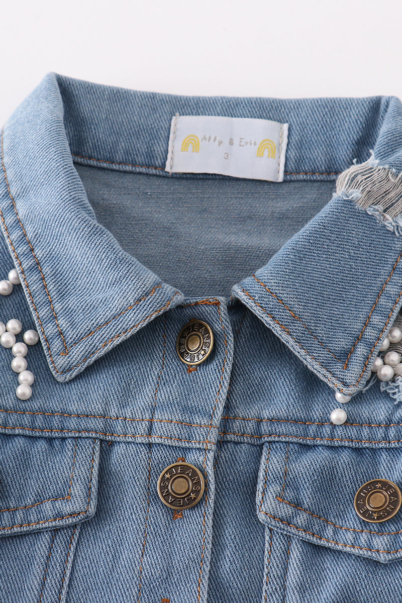 Abby & Evie Blue pearl denim jacket