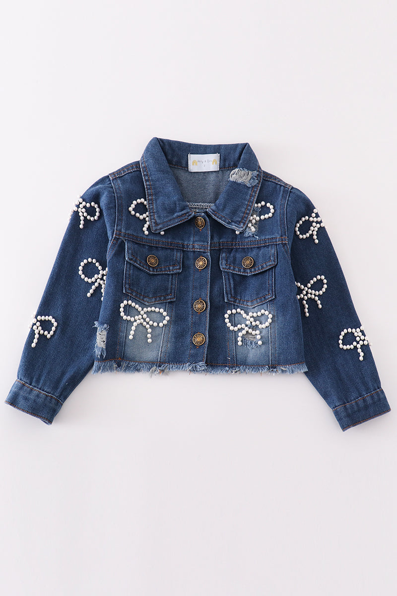 Abby & Evie Medium blue pearl denim jacket