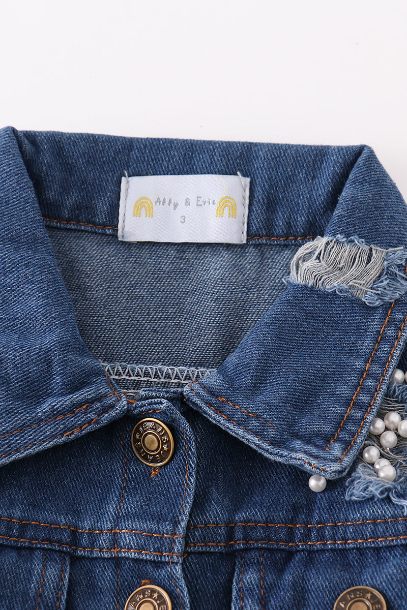 Abby & Evie Medium blue pearl denim jacket