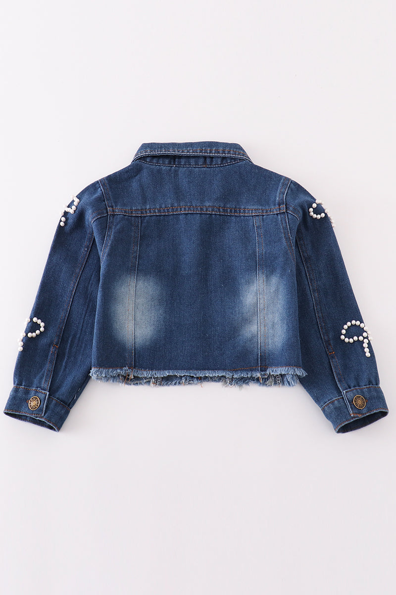 Abby & Evie Medium blue pearl denim jacket