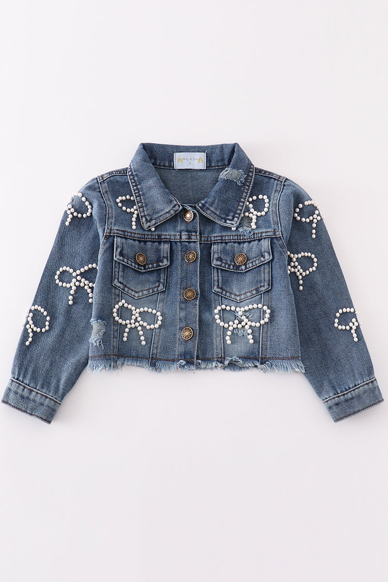 Abby & Evie Grey pearl denim jacket