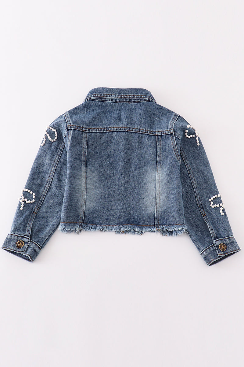 Abby & Evie Grey pearl denim jacket