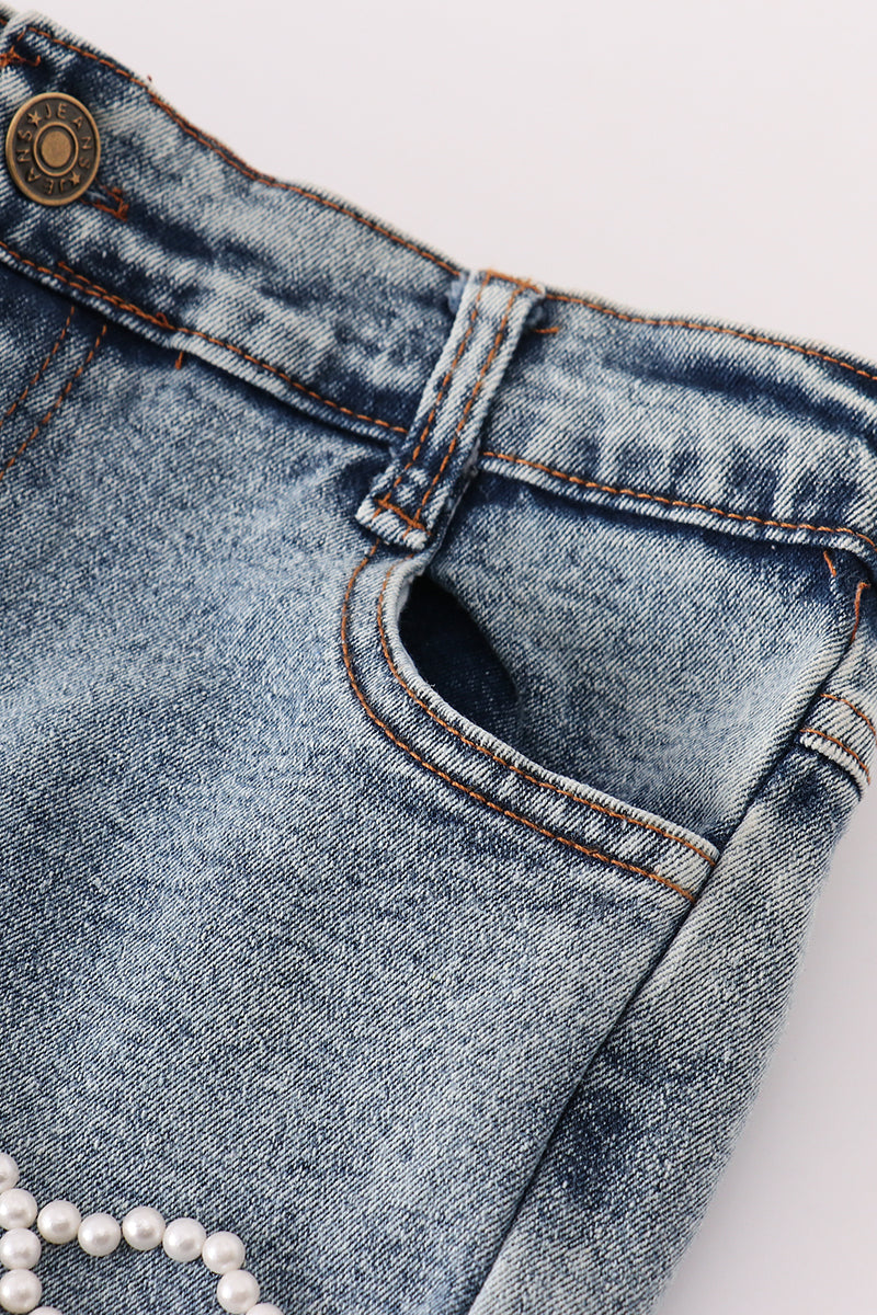 Abby & Evie Gray pearl denim jeans