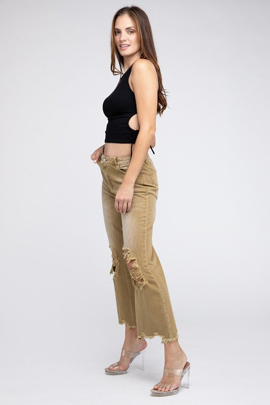 Distressed Vintage Washed Wide Leg Pants - G Marie's Boutique 