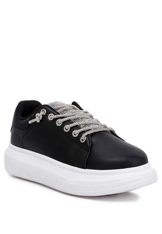 Jaxen Rhinestones Lace Up Sneakers - G Marie's Boutique 