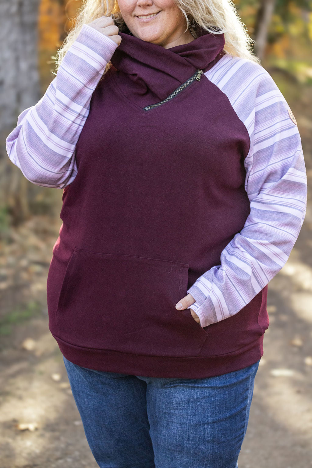 Michelle Mae Classic Zoey ZipCowl Sweatshirt - Berry Serape