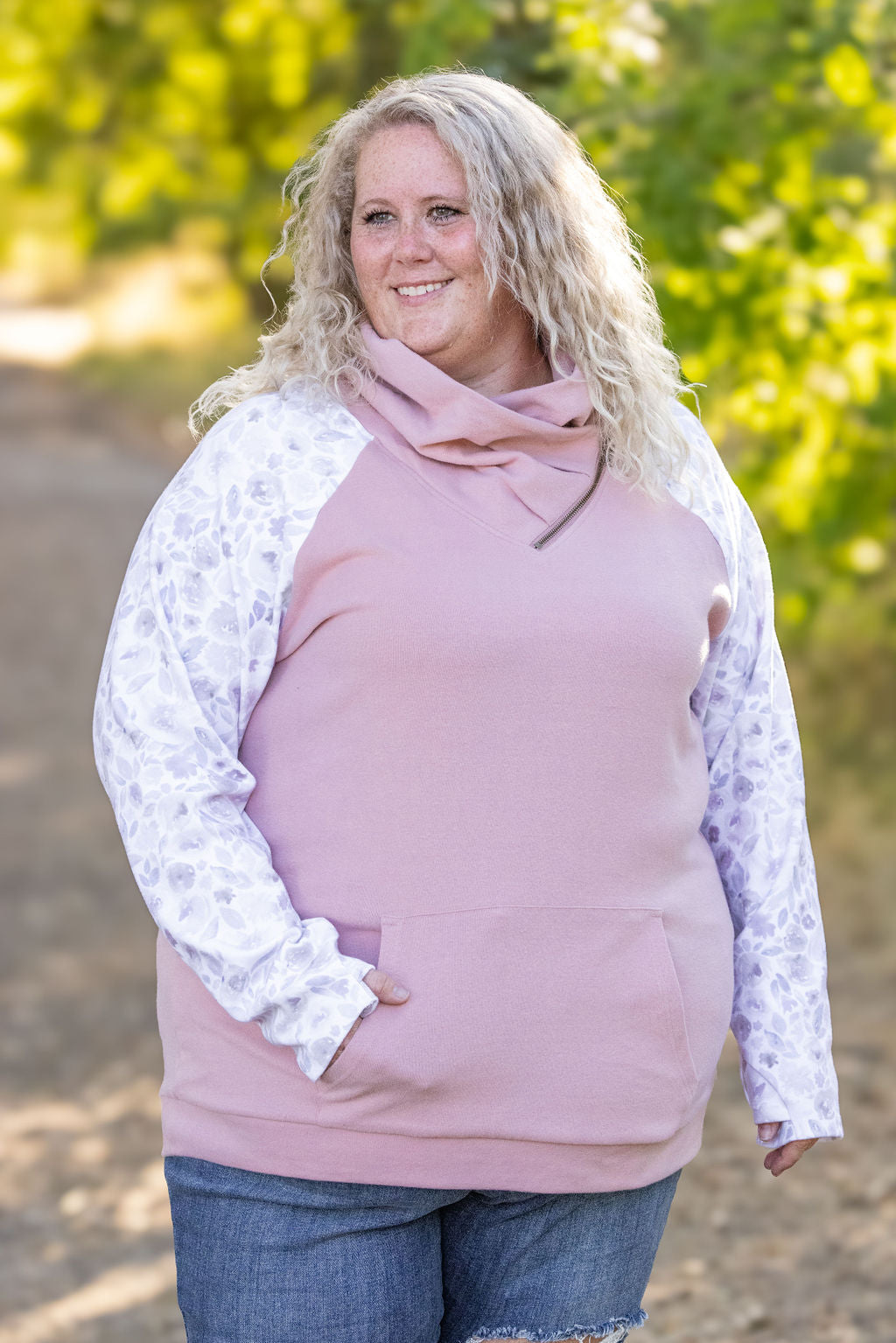 Michelle Mae Zoey ZipCowl - Pink and Blush Floral