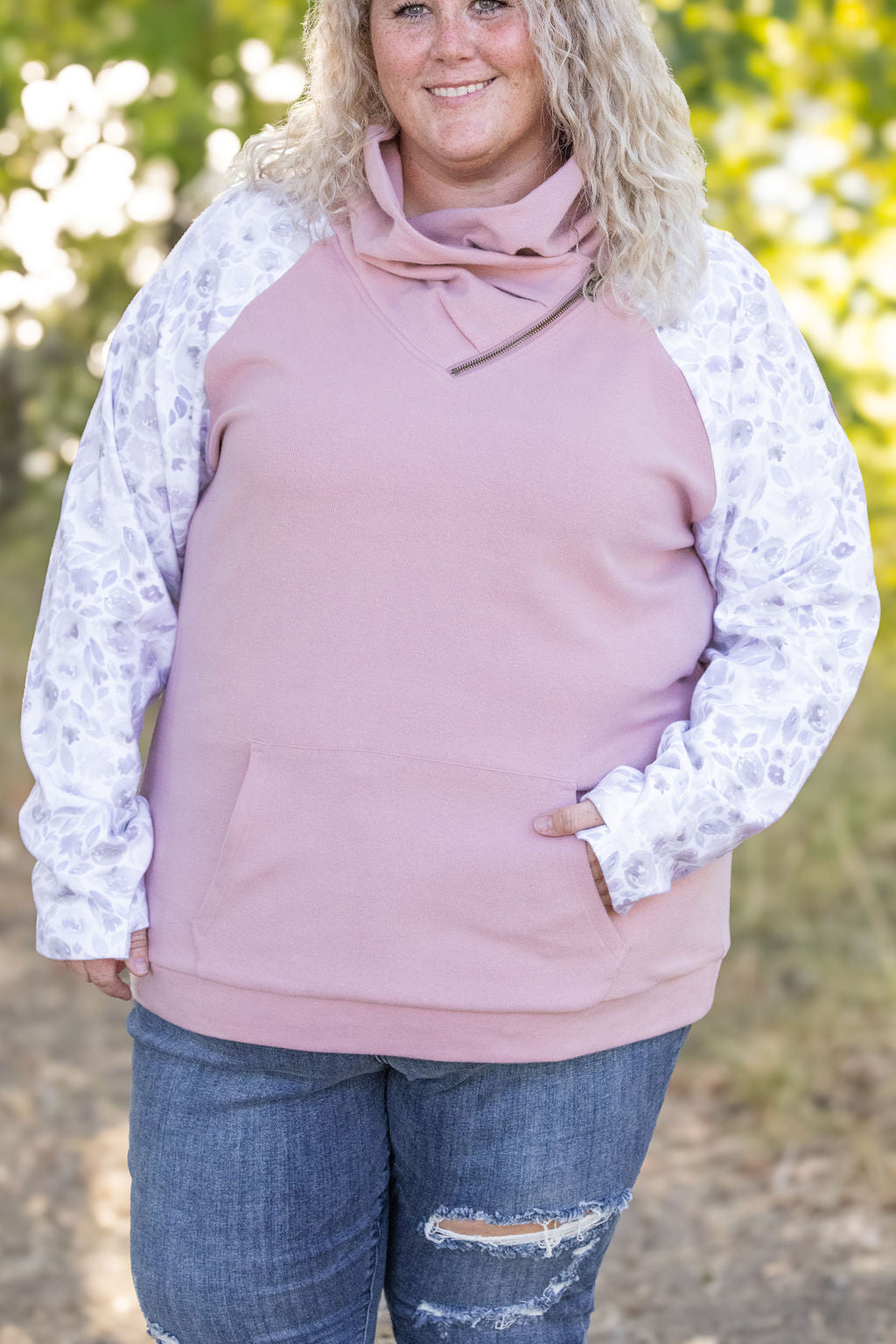 Michelle Mae Zoey ZipCowl - Pink and Blush Floral