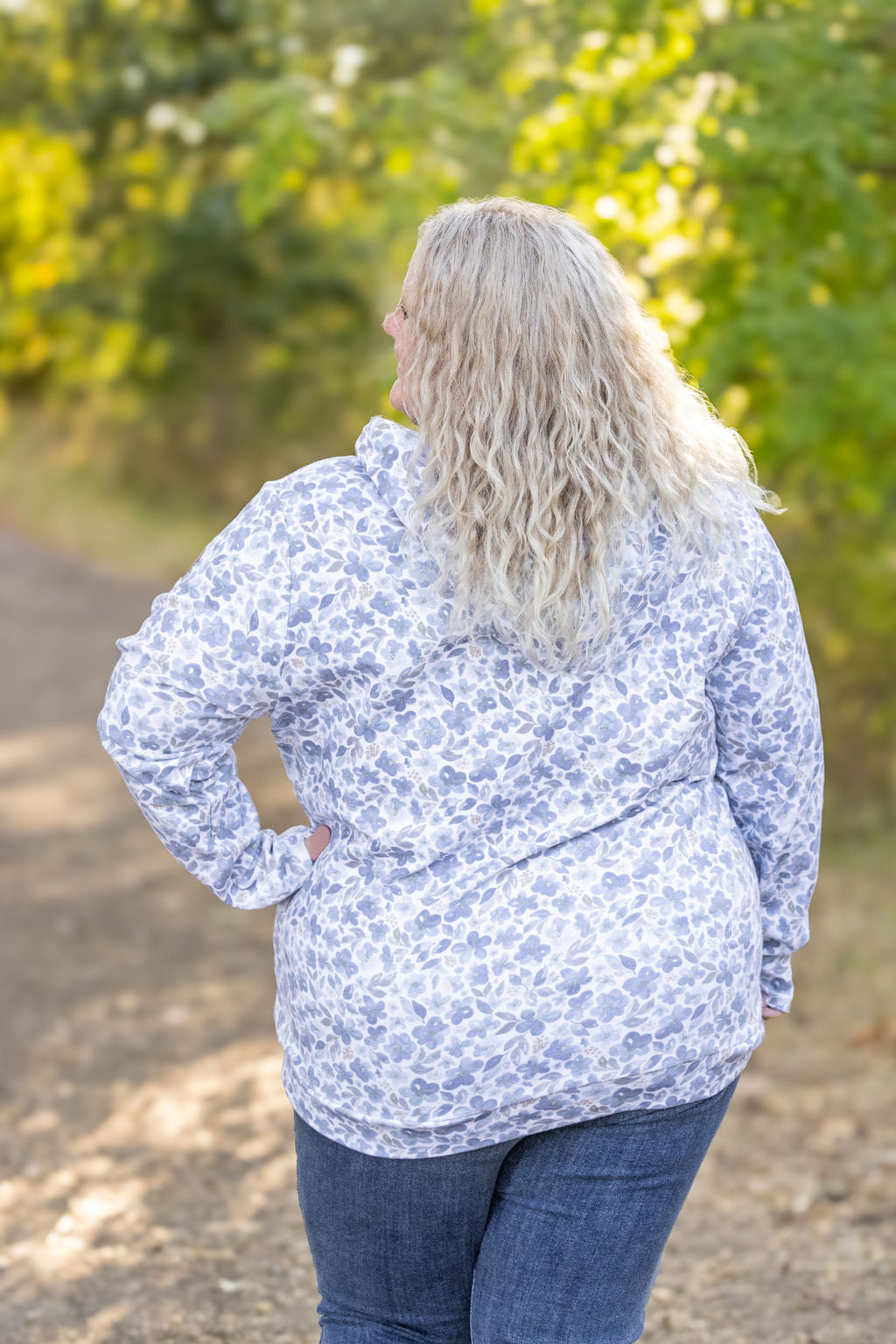 Michelle Mae HalfZip Hoodie - Blue Floral