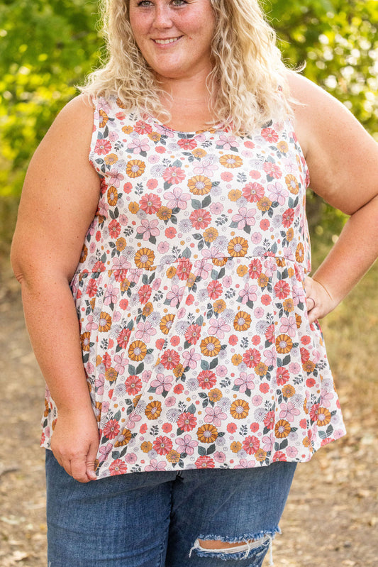 Michelle Mae Renee Ruffle Tank - Fall Boho Floral