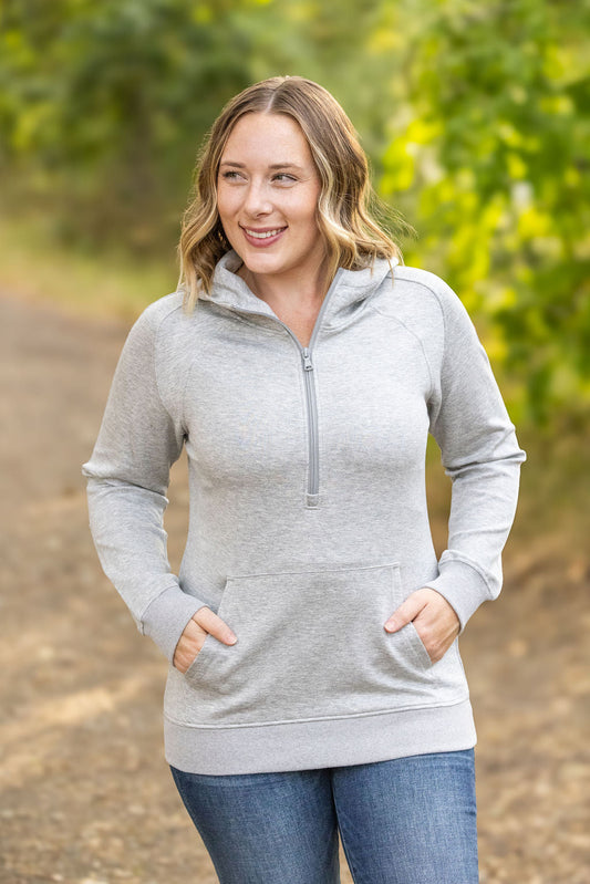 Michelle Mae Scuba HalfZip Hoodie - Light Grey