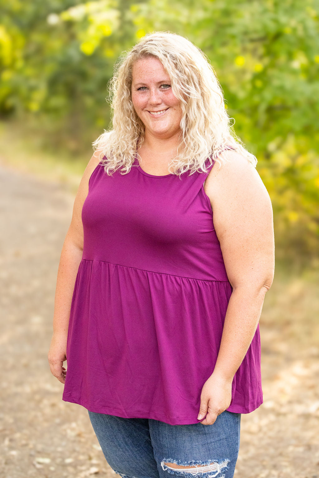 Michelle Mae Renee Ruffle Tank - Dark Purple