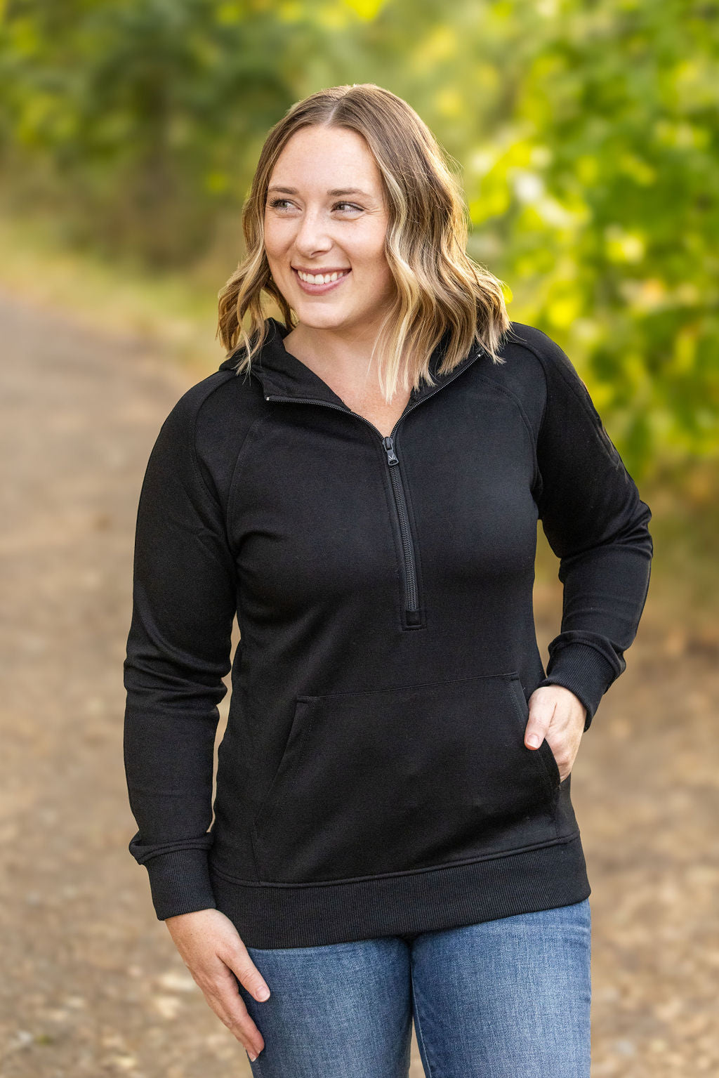 Michelle Mae Scuba HalfZip Hoodie - Black