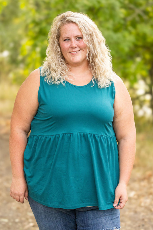 Michelle Mae Renee Ruffle Tank - Teal