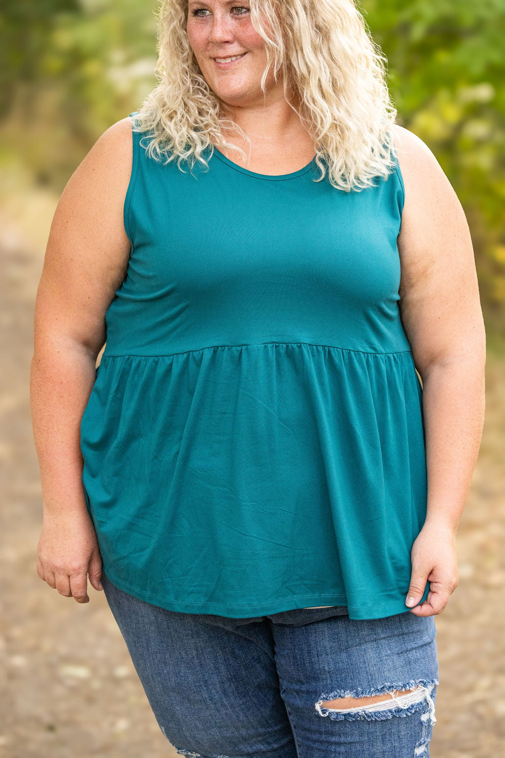 Michelle Mae Renee Ruffle Tank - Teal