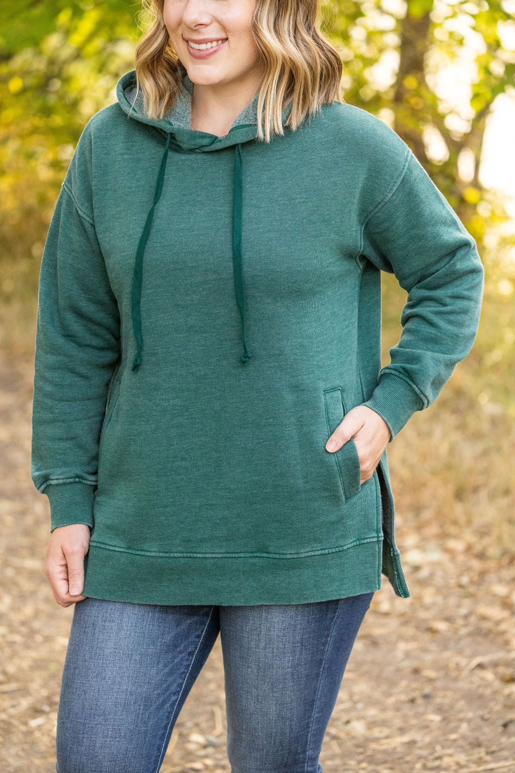 Michelle Mae Vintage Wash Hoodie - Hunter Green