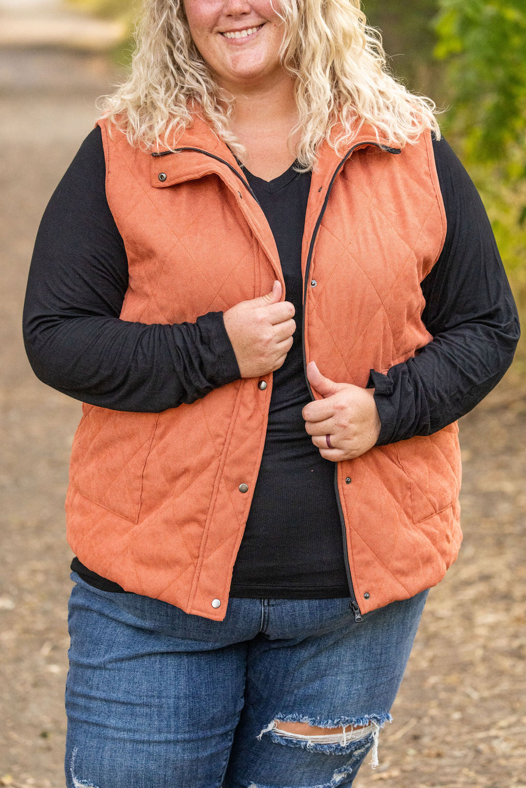 Michelle Mae Corduroy Vest - Pumpkin