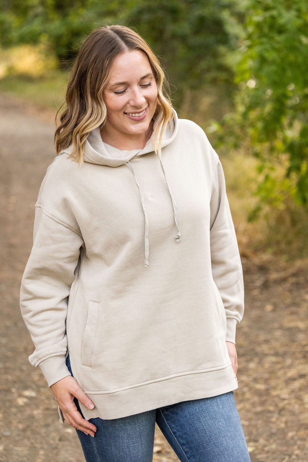 Michelle Mae Vintage Wash Hoodie - Beige