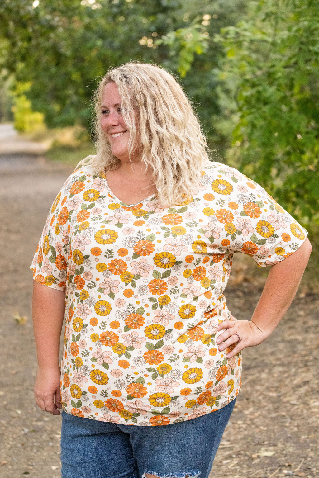 Michelle Mae Chloe Cozy Tee - Fall Boho Floral