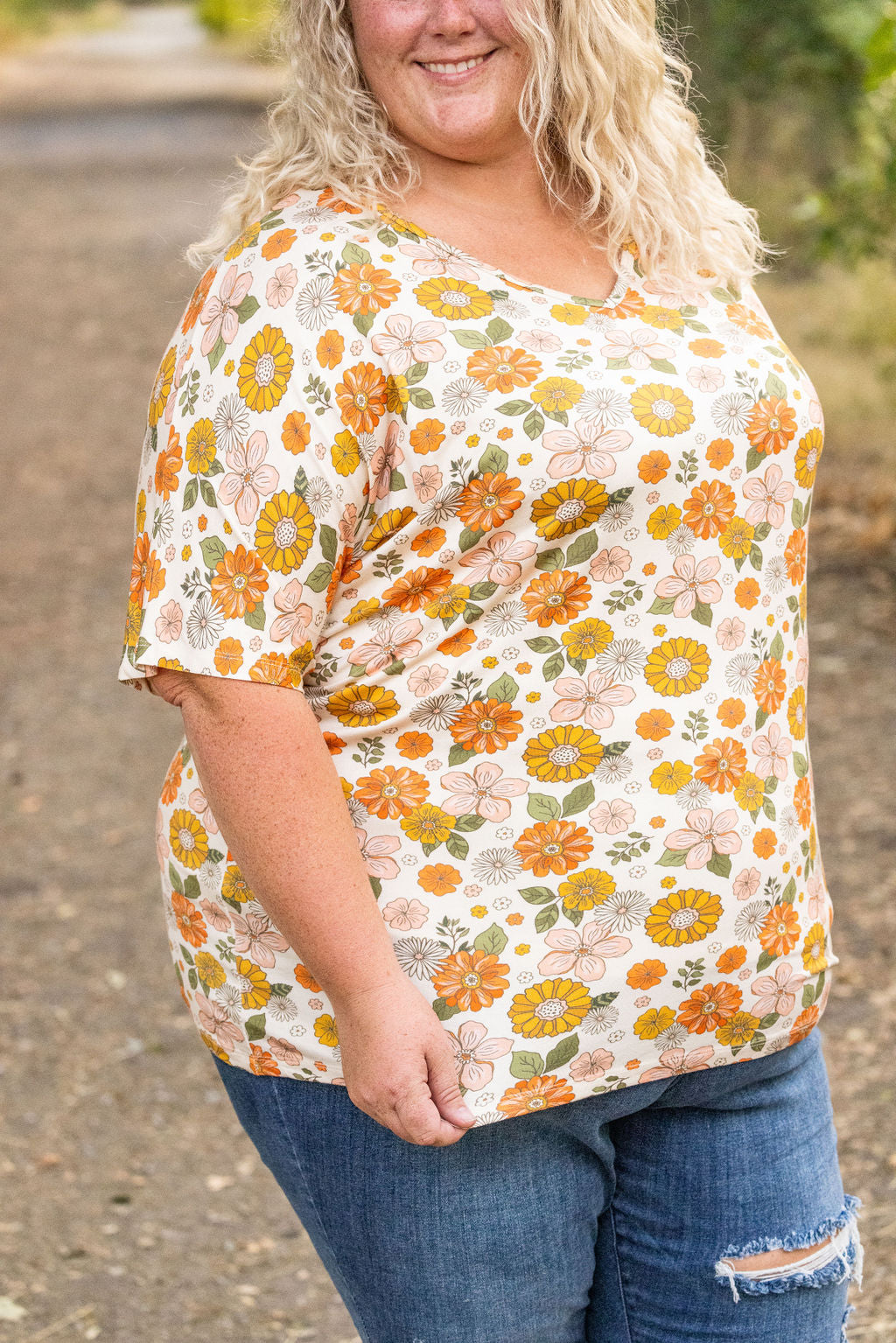 Michelle Mae Chloe Cozy Tee - Fall Boho Floral