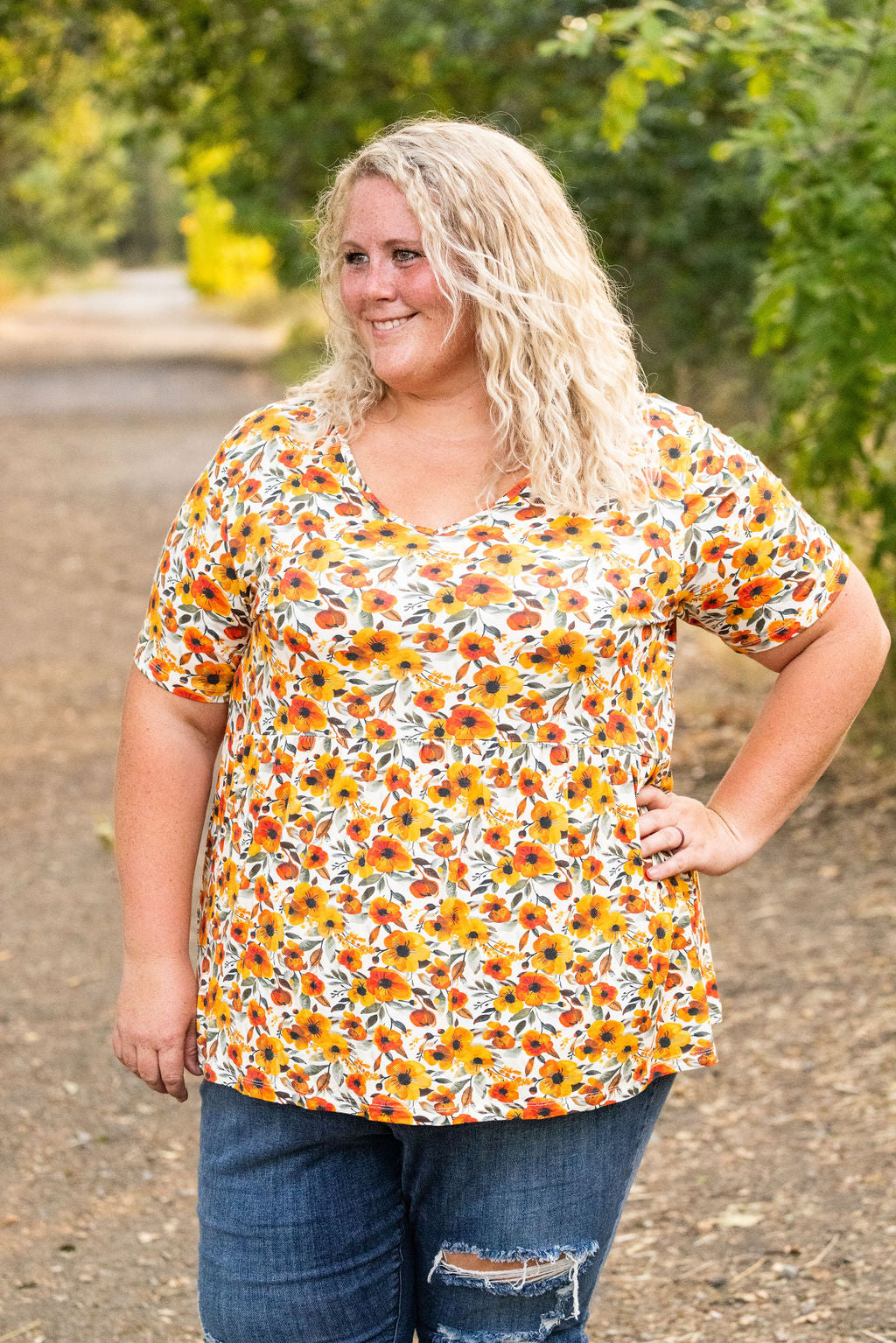 Michelle Mae Sarah Ruffle Short Sleeve - Fall Floral