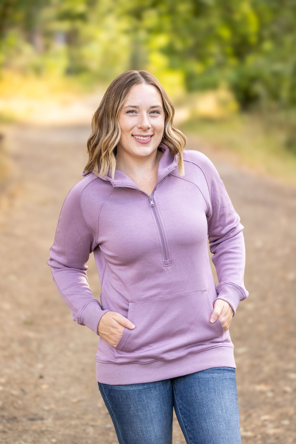 Michelle Mae Scuba HalfZip Hoodie - Lavender