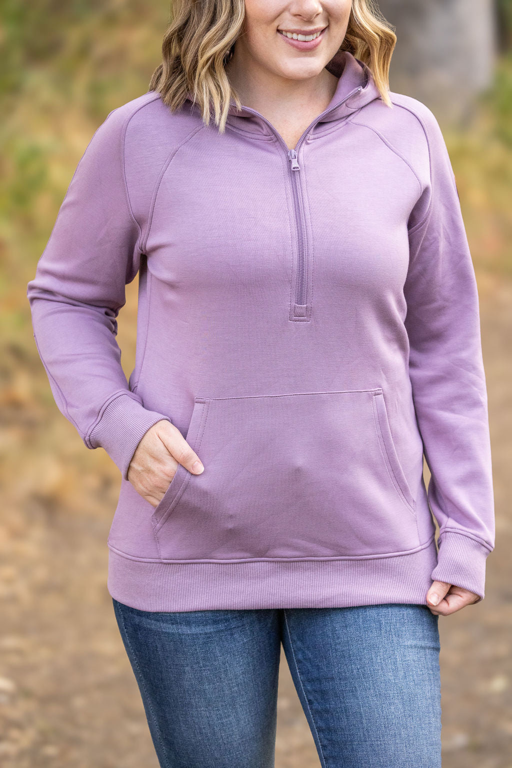 Michelle Mae Scuba HalfZip Hoodie - Lavender