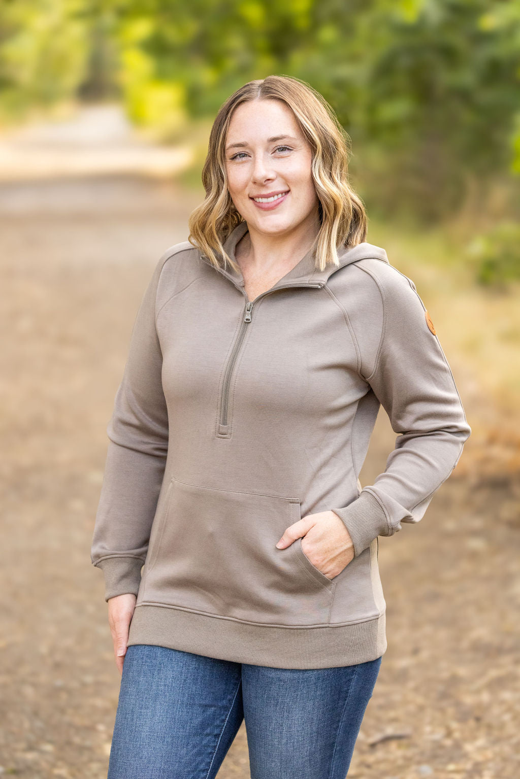 Michelle Mae Scuba HalfZip Hoodie - Mocha