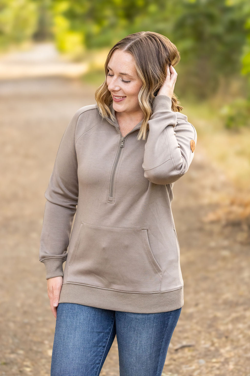 Michelle Mae Scuba HalfZip Hoodie - Mocha