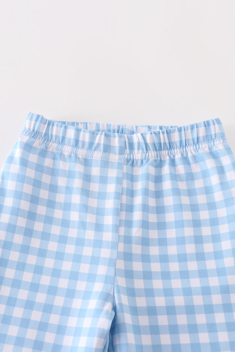 Abby & Evie Blue plaid boy pants set