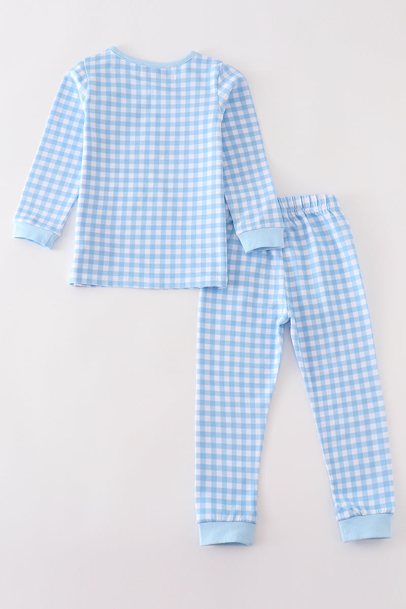 Abby & Evie Blue plaid boy pants set