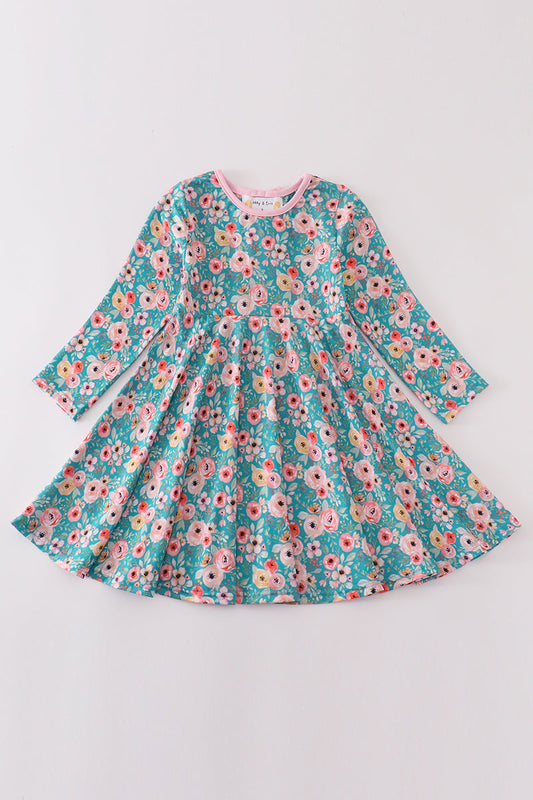 Abby & Evie Green floral print dress