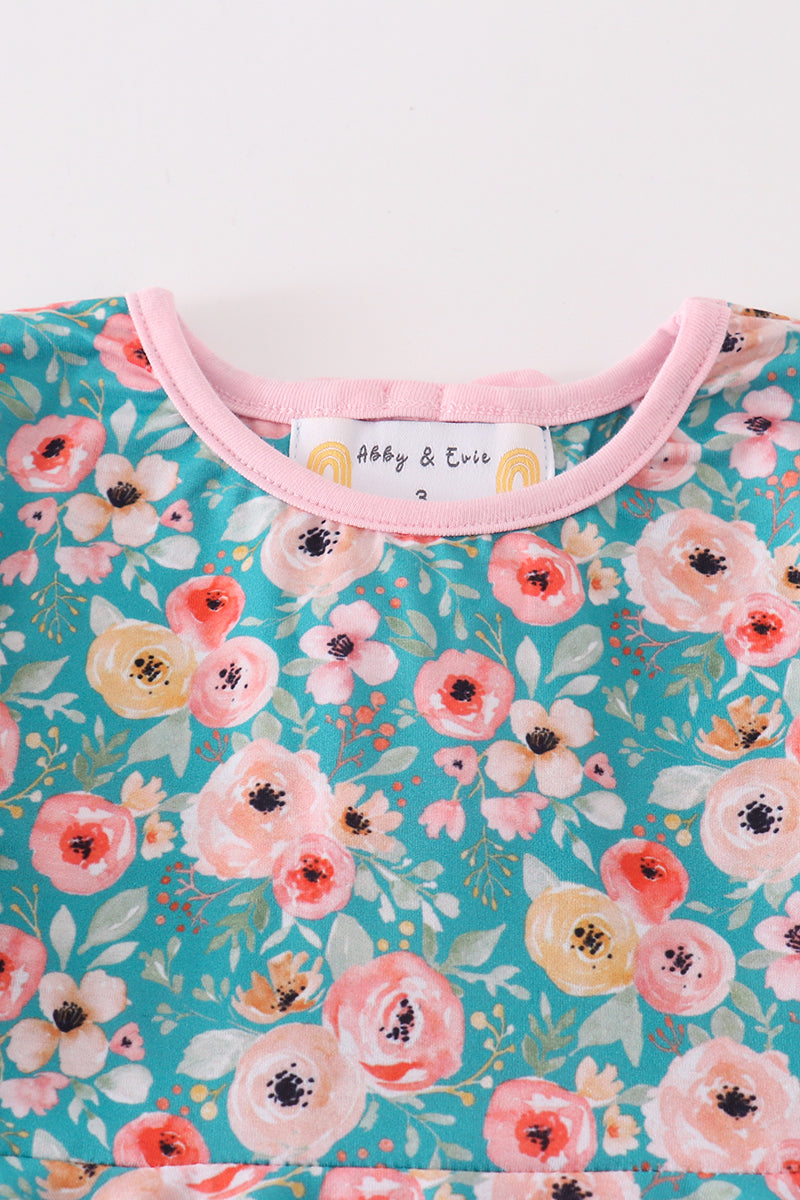 Abby & Evie Green floral print dress