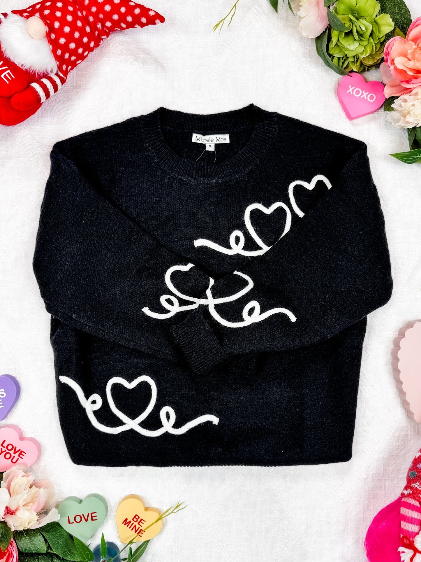 Michelle Mae Black Hearts Sweater