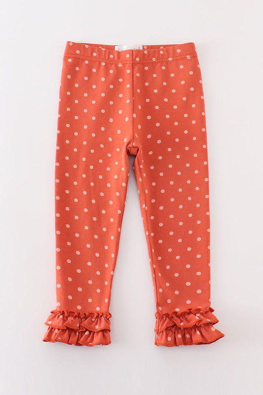 Cotton Castle Platinum rust dot ruffle girl pants