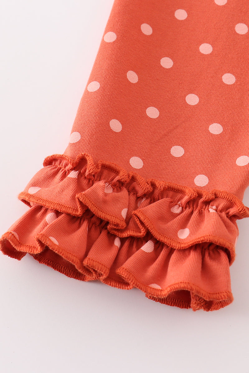 Cotton Castle Platinum rust dot ruffle girl pants