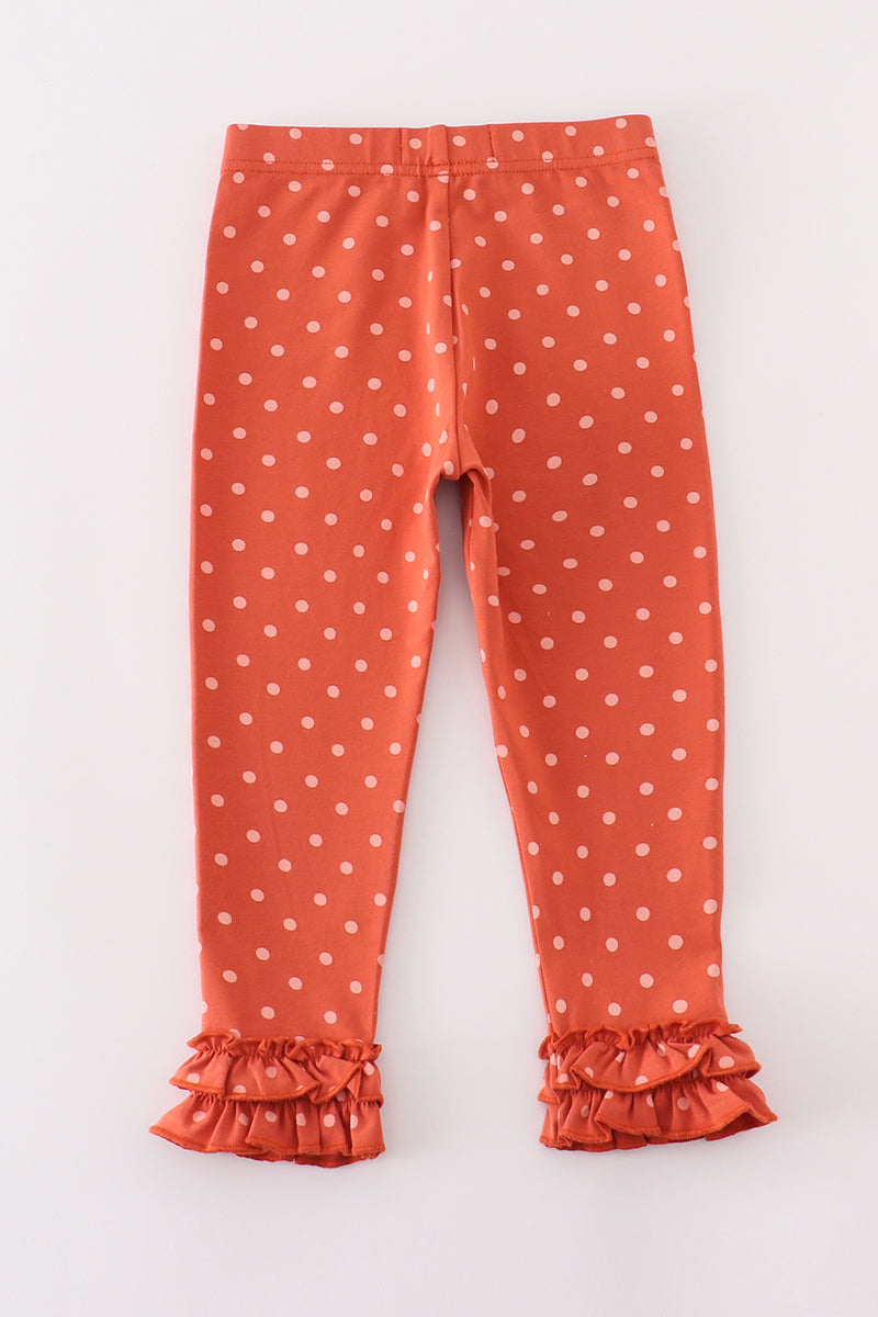 Cotton Castle Platinum rust dot ruffle girl pants