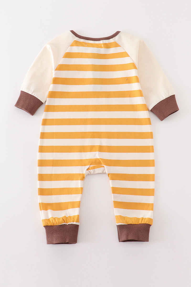 Cotton Castle Platinum brown stripe boy romper