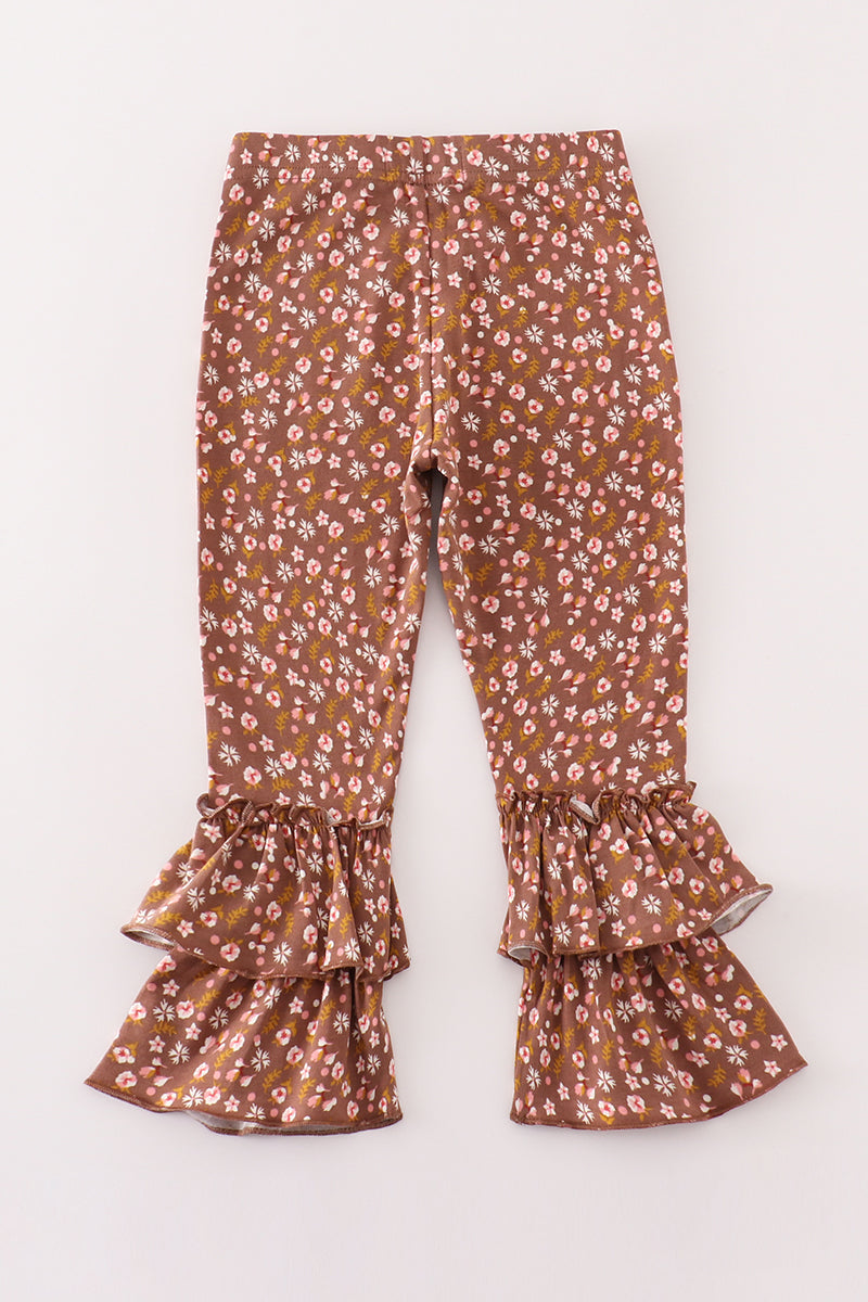 Cotton Castle Platinum brown floral layered pants