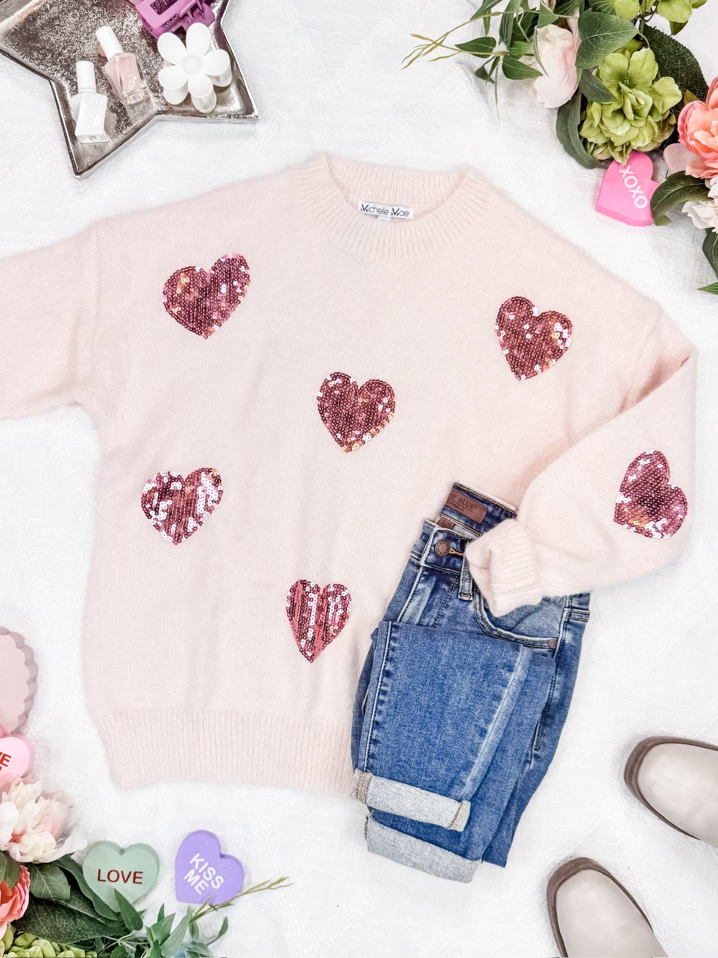 Michelle Mae Sparkle Hearts Sweater