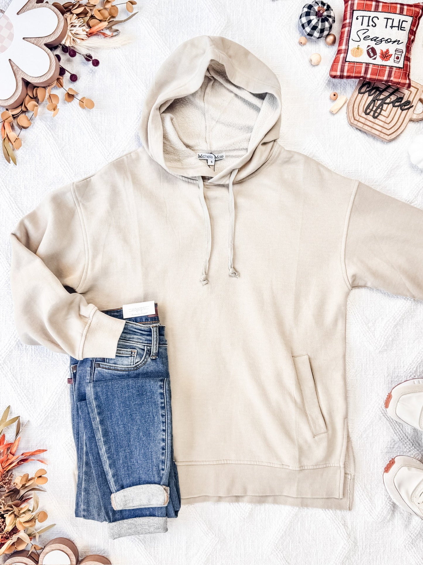 Michelle Mae Vintage Wash Hoodie - Beige