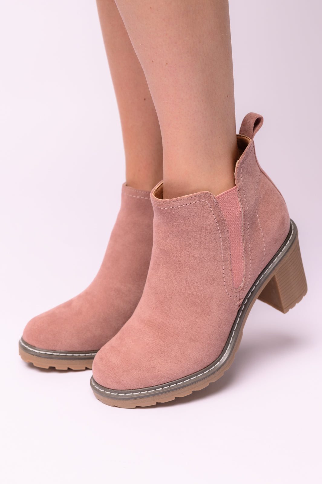 Corky's Bite Me Bootie in Blush Faux Suede